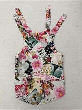 Artisan Vintage Floral Patchwork Dog tie dress in Pink and Green